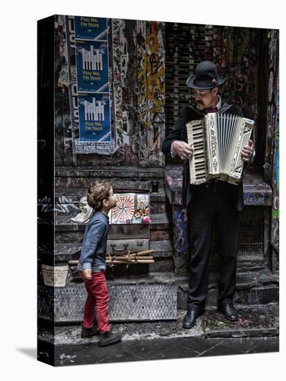 The Busker and the Boy-Vince Russell-Stretched Canvas
