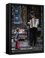 The Busker and the Boy-Vince Russell-Framed Stretched Canvas