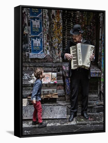 The Busker and the Boy-Vince Russell-Framed Stretched Canvas