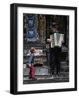 The Busker and the Boy-Vince Russell-Framed Photographic Print