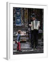 The Busker and the Boy-Vince Russell-Framed Photographic Print