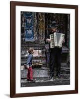 The Busker and the Boy-Vince Russell-Framed Photographic Print