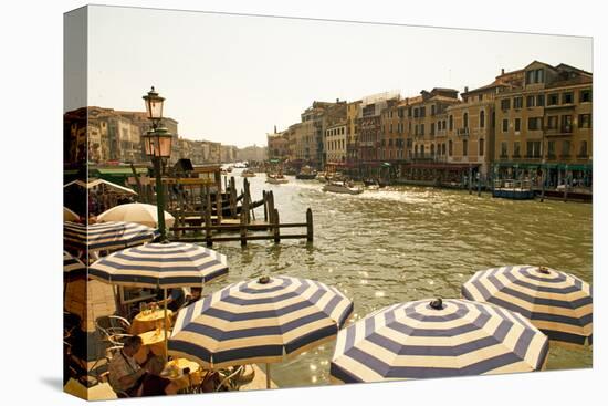 The Bustling River Front Along the Gran Canal, Italy-David Noyes-Stretched Canvas