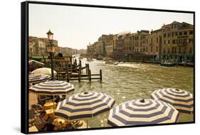 The Bustling River Front Along the Gran Canal, Italy-David Noyes-Framed Stretched Canvas