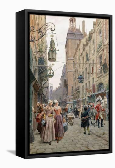 The Busy Street, 1898-Maurice Leloir-Framed Stretched Canvas