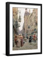 The Busy Street, 1898-Maurice Leloir-Framed Giclee Print