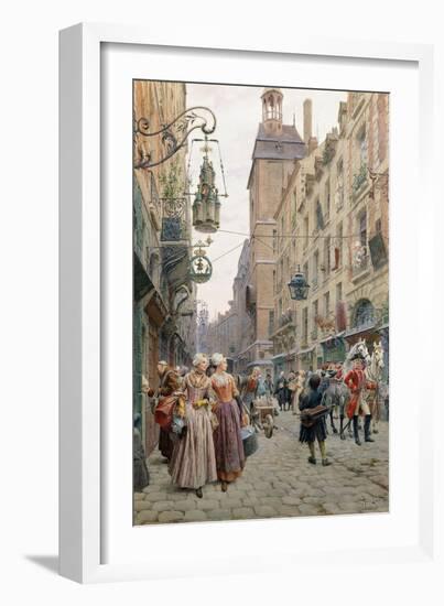 The Busy Street, 1898-Maurice Leloir-Framed Giclee Print