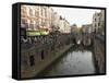 The Busy Vismarkt Shopping Street Runs Along the Oudegracht Canal in Utrecht, Utrecht Province, Net-Stuart Forster-Framed Stretched Canvas
