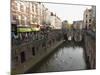 The Busy Vismarkt Shopping Street Runs Along the Oudegracht Canal in Utrecht, Utrecht Province, Net-Stuart Forster-Mounted Photographic Print