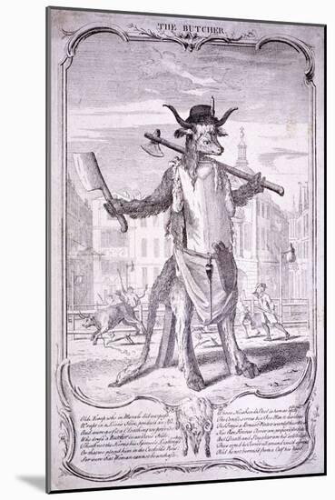 The Butcher, 1740-George Bickham-Mounted Giclee Print