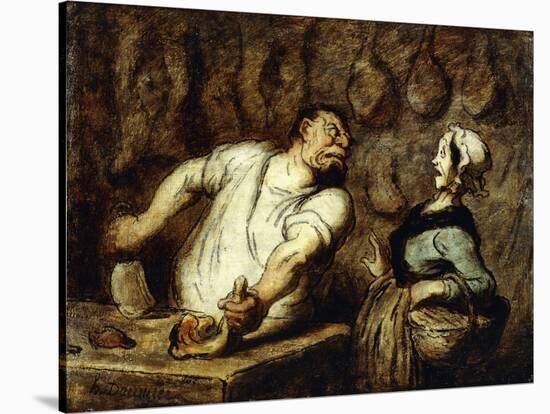 The Butcher at the Montmartre Market, 1857-58-Honore Daumier-Stretched Canvas