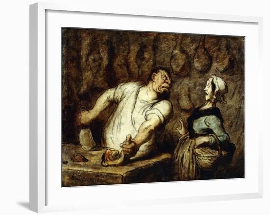 The Butcher at the Montmartre Market, 1857-58-Honore Daumier-Framed Giclee Print