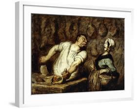 The Butcher at the Montmartre Market, 1857-58-Honore Daumier-Framed Giclee Print