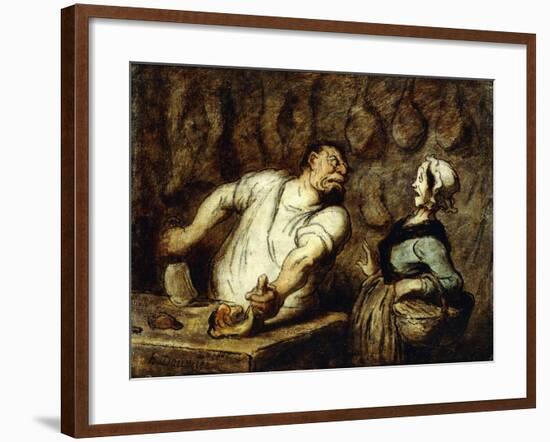 The Butcher at the Montmartre Market, 1857-58-Honore Daumier-Framed Giclee Print