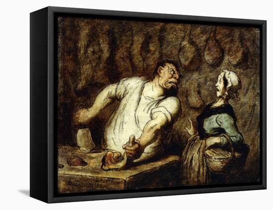 The Butcher at the Montmartre Market, 1857-58-Honore Daumier-Framed Stretched Canvas