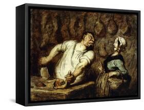 The Butcher at the Montmartre Market, 1857-58-Honore Daumier-Framed Stretched Canvas