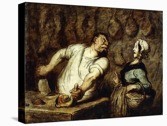 The Butcher at the Montmartre Market, 1857-58-Honore Daumier-Stretched Canvas