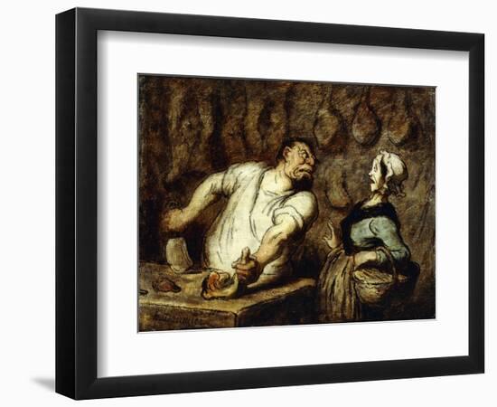 The Butcher at the Montmartre Market, 1857-58-Honore Daumier-Framed Premium Giclee Print