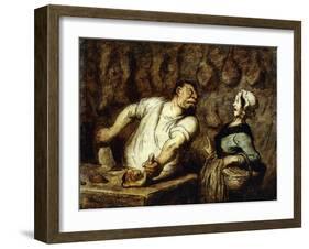 The Butcher at the Montmartre Market, 1857-58-Honore Daumier-Framed Giclee Print