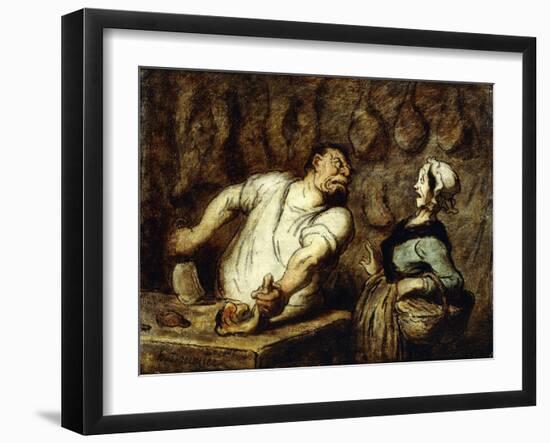 The Butcher at the Montmartre Market, 1857-58-Honore Daumier-Framed Giclee Print