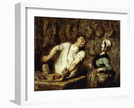 The Butcher at the Montmartre Market, 1857-58-Honore Daumier-Framed Giclee Print