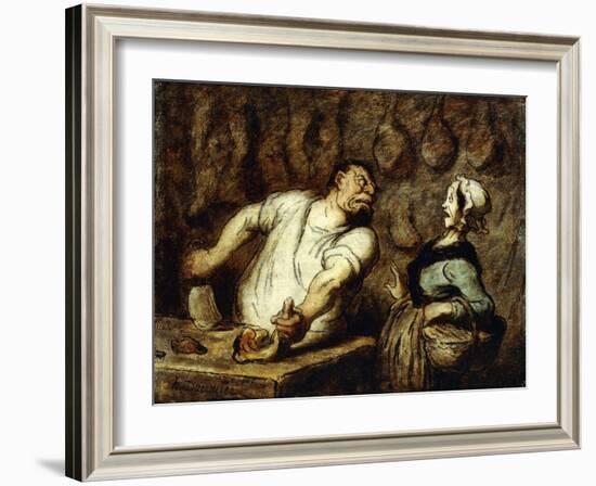 The Butcher at the Montmartre Market, 1857-58-Honore Daumier-Framed Giclee Print