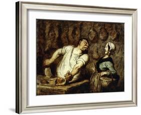 The Butcher at the Montmartre Market, 1857-58-Honore Daumier-Framed Giclee Print