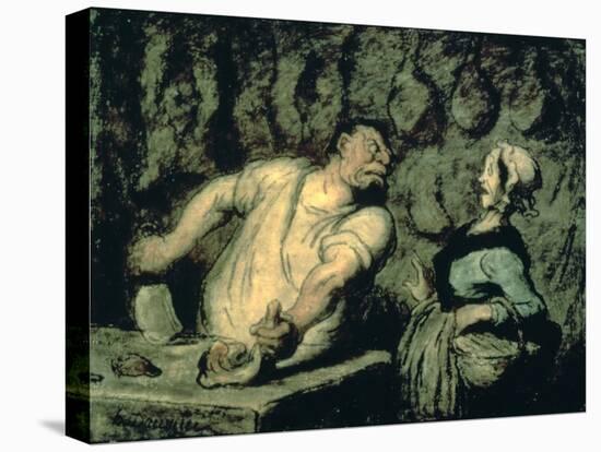 The Butcher, Montmartre Market, 1857-1858-Honoré Daumier-Stretched Canvas