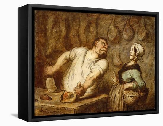 The Butcher, Montmartre Market, C.1857-58-Honore Daumier-Framed Stretched Canvas