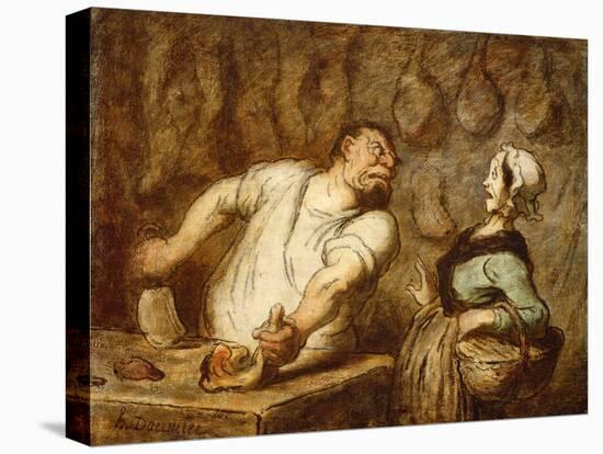 The Butcher, Montmartre Market, C.1857-58-Honore Daumier-Stretched Canvas