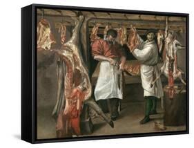 The Butcher's Shop-Annibale Carracci-Framed Stretched Canvas