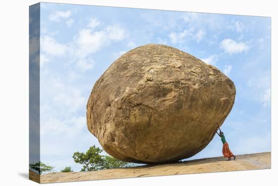 The Butterball Rock at Mamallapuram, Tamil Nadu, Southern India-Peter Adams-Stretched Canvas