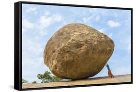 The Butterball Rock at Mamallapuram, Tamil Nadu, Southern India-Peter Adams-Framed Stretched Canvas