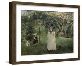 The Butterfly Hunt (The Artist's Sister with Her Children), 1874-Berthe Morisot-Framed Giclee Print