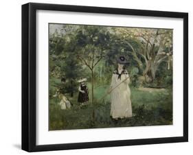 The Butterfly Hunt (The Artist's Sister with Her Children), 1874-Berthe Morisot-Framed Giclee Print