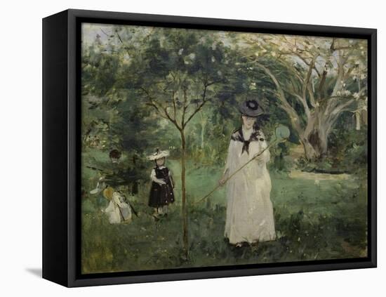 The Butterfly Hunt (The Artist's Sister with Her Children), 1874-Berthe Morisot-Framed Stretched Canvas