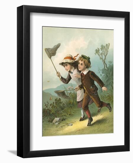 The Butterfly Hunt-English School-Framed Giclee Print