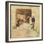 The Byre (W/C on Paper)-Joseph Crawhall-Framed Giclee Print