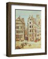 The Cabaret 'A L'Image Notre-Dame', Place De Greve in 1751-Nicolas Jean Baptiste Raguenet-Framed Giclee Print