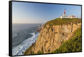 The Cabo Da Roca Lighthouse Overlooks the Promontory Towards the Atlantic Ocean at Sunset, Sintra-Roberto Moiola-Framed Stretched Canvas