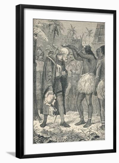 The Cacique Placing a Crown Upon the Head of Columbus, 1904-null-Framed Giclee Print