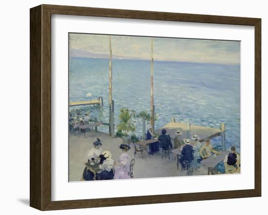 The Cafe Terrace at the Lake Geneva, 1908-Nikolaj Klodt-Framed Giclee Print