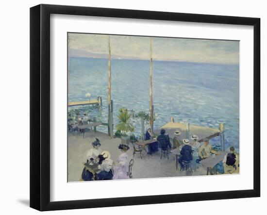 The Cafe Terrace at the Lake Geneva, 1908-Nikolaj Klodt-Framed Giclee Print