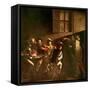 The Calling of St. Matthew, C.1598-1601-Caravaggio-Framed Stretched Canvas