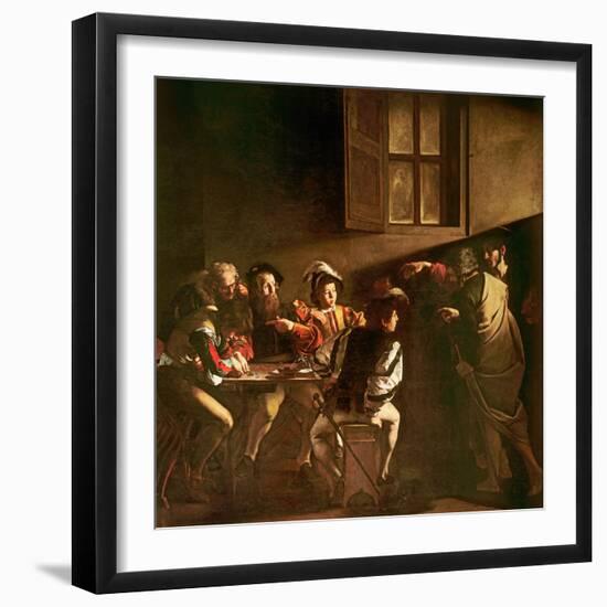 The Calling of St. Matthew, C.1598-1601-Caravaggio-Framed Giclee Print