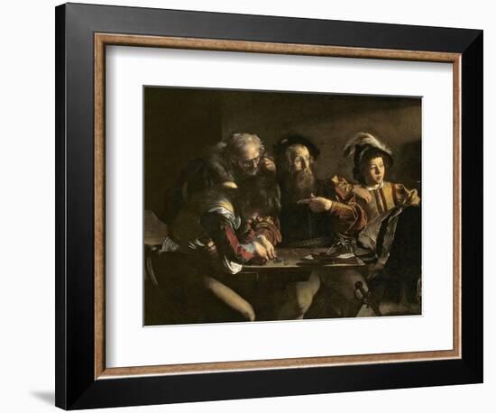 The Calling of St. Matthew, C.1598-1601-Caravaggio-Framed Giclee Print