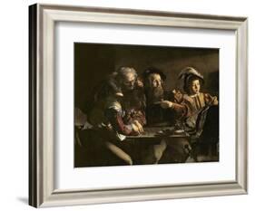 The Calling of St. Matthew, C.1598-1601-Caravaggio-Framed Giclee Print