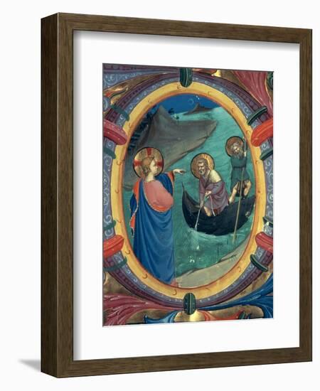 The Calling of St. Peter and St. Andrew, Detail of Historiated Initial "O" from a Missal, 1430s-Fra Angelico-Framed Giclee Print