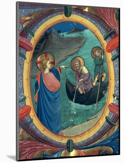 The Calling of St. Peter and St. Andrew, Detail of Historiated Initial "O" from a Missal, 1430s-Fra Angelico-Mounted Giclee Print