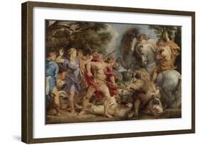 The Calydonian Boar Hunt-Peter Paul Rubens-Framed Art Print